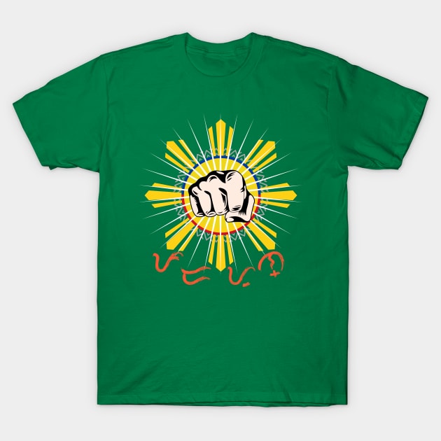 Phil.Sun Fist / Baybayin word Padayon (to continue) T-Shirt by Pirma Pinas